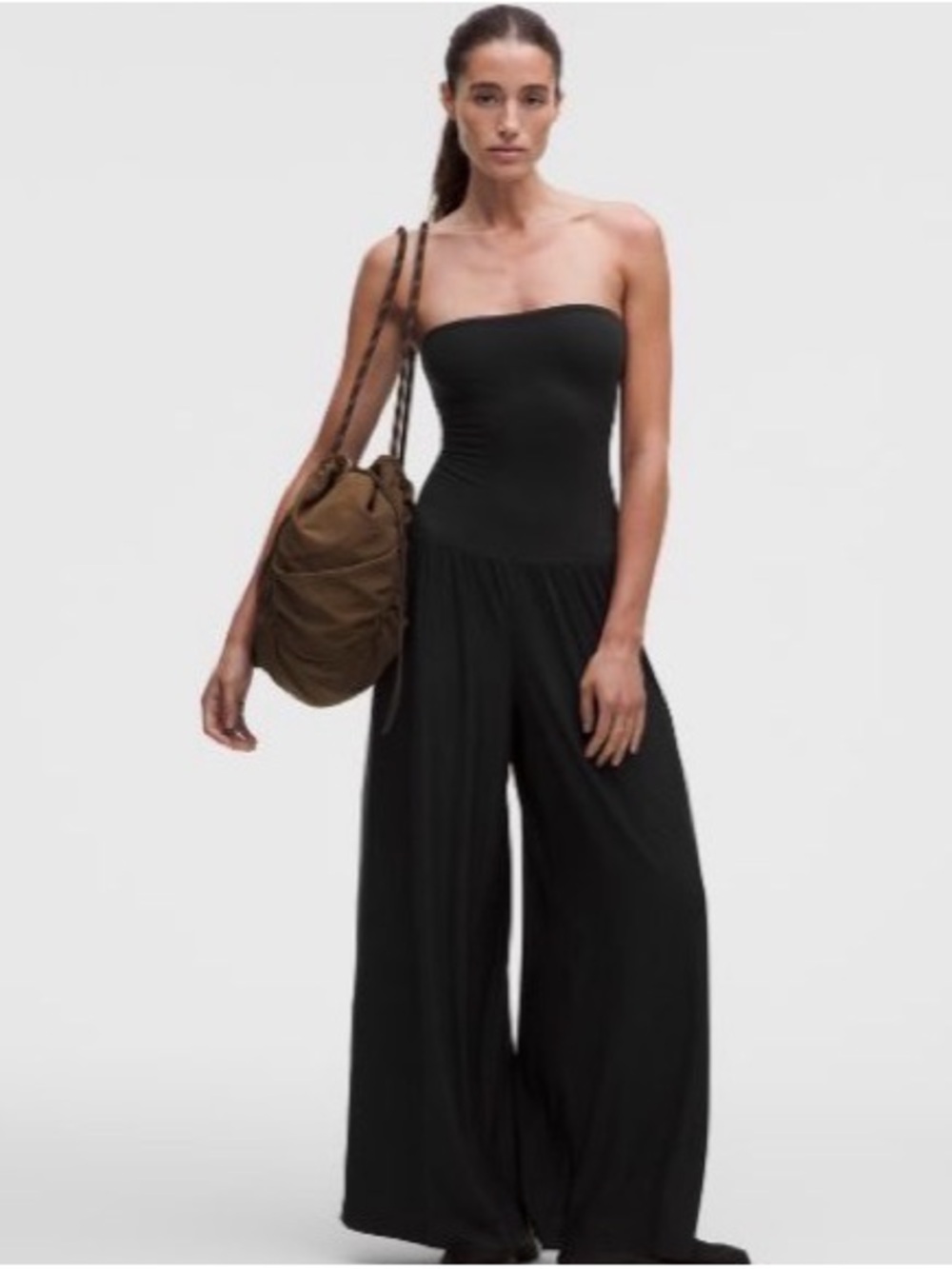 lululemon athletica Black Strapless Wide-Leg Jumpsuit